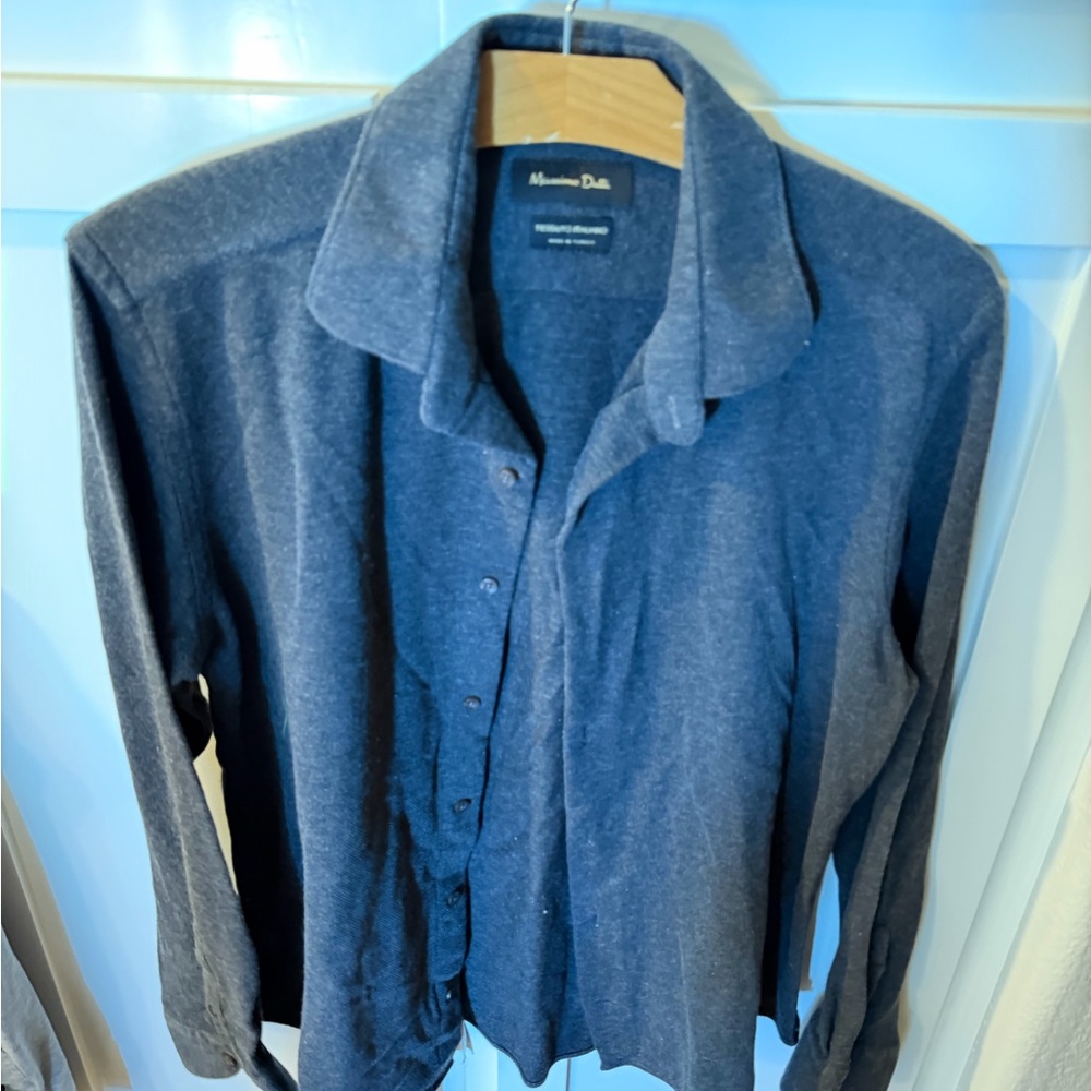 Massimo Dutti Men's Dark Blue Shirt Jacket